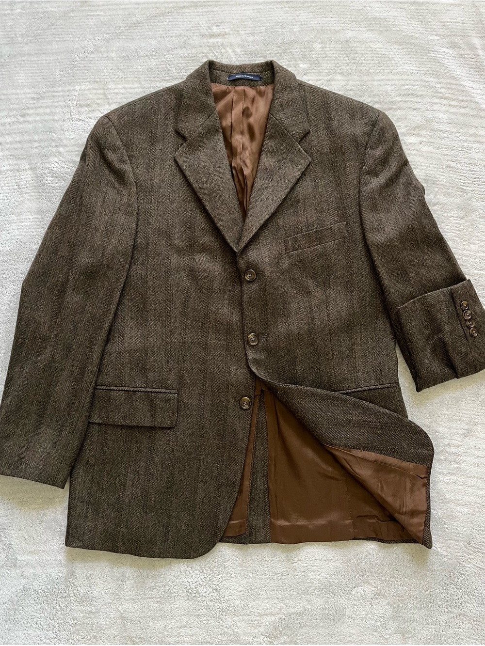 Polo University Club by Ralph Lauren Brown Herringbone Wool Sport Coat Vintage